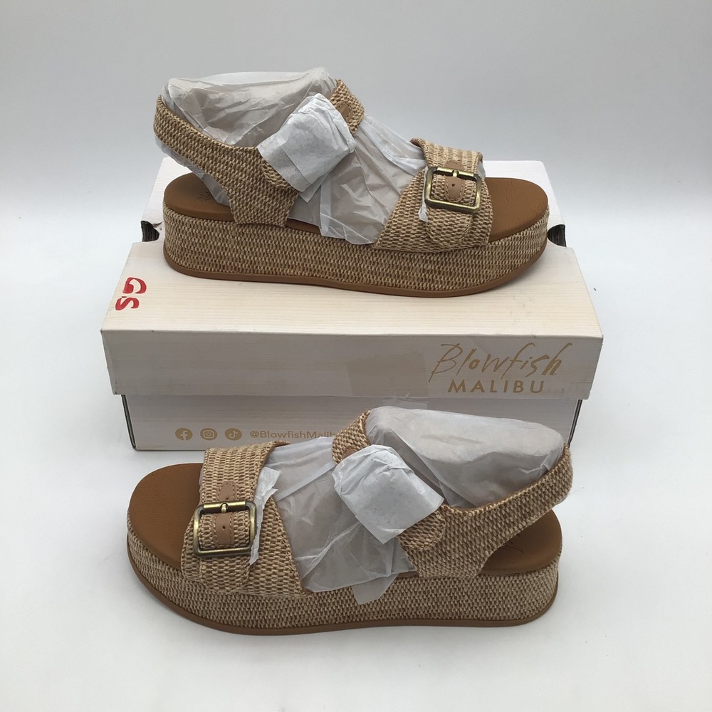 Blowfish Malibu‎ Magical Natural Platform Sandals Womens Size 7.5 Slingback NEW